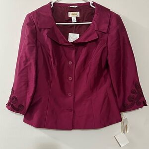 Talbots Women’s Blazer Burgundy‎ Size 8 Pure Silk Shantung Blazer Jacket